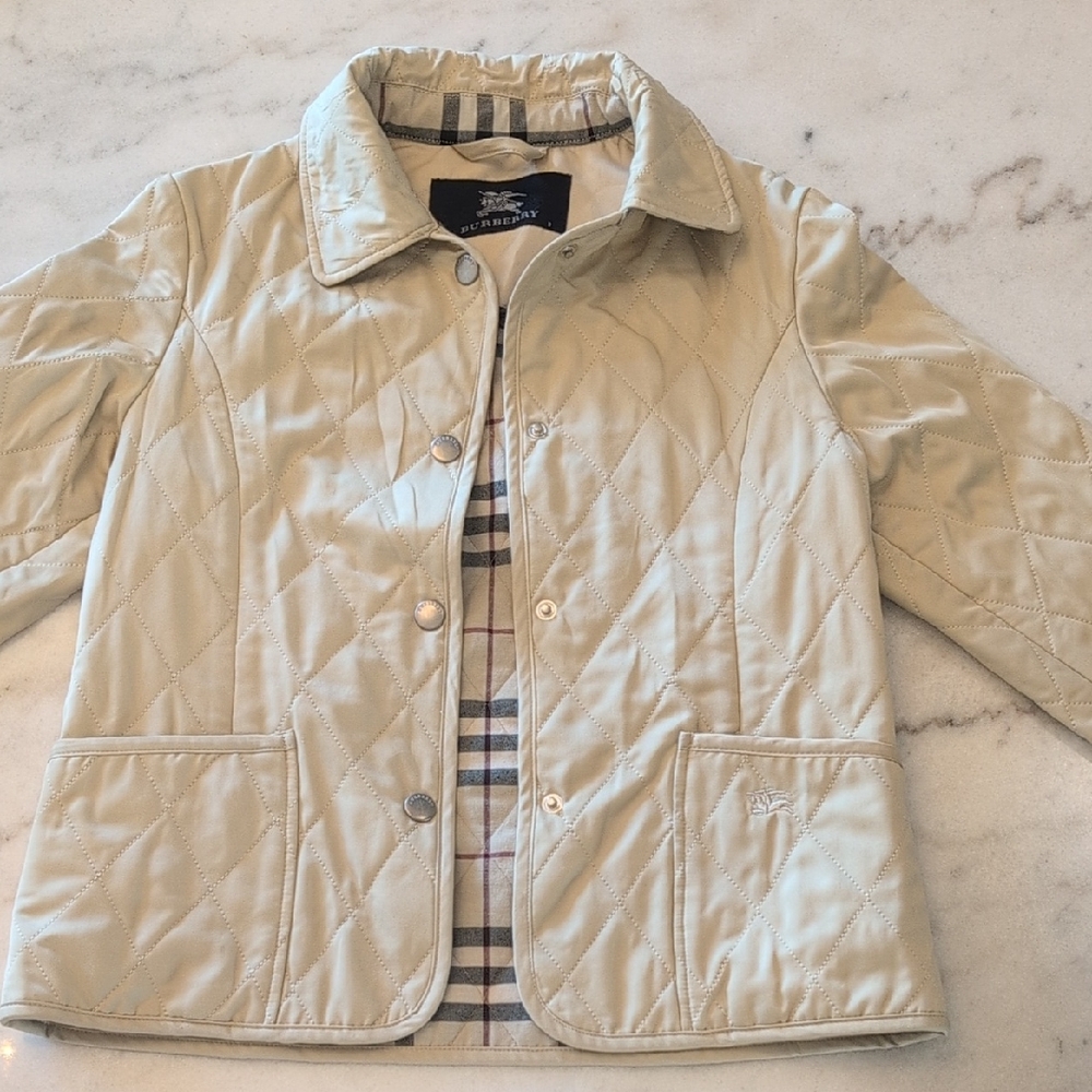Girls Burberry Light Tan Quilted Jacket